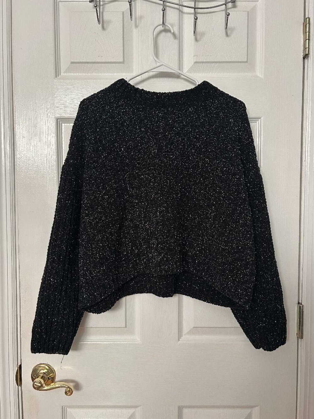 Forever 21 Sparkly Black Sweater Women's Medium Winter Party Holiday Festive GUC